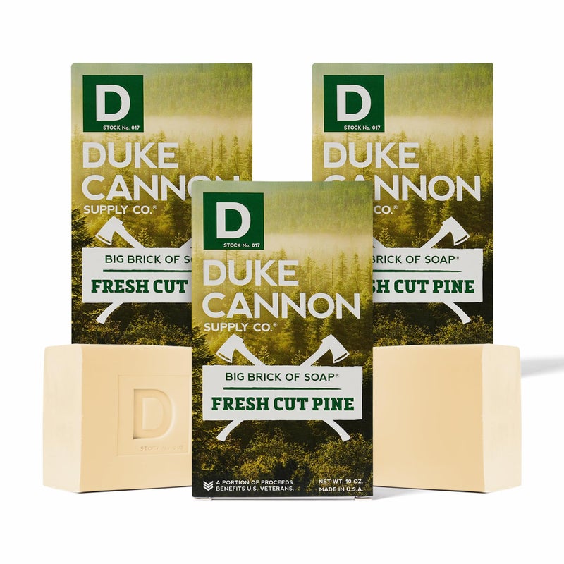 Duke Cannon Supply Co. Big Brick of Soap for Men â€“ Fresh Cut Pine Scent, Extra Large 10 oz Bars, Paraben-Free, 3-Pack - Image 1